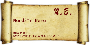 Murár Bere névjegykártya